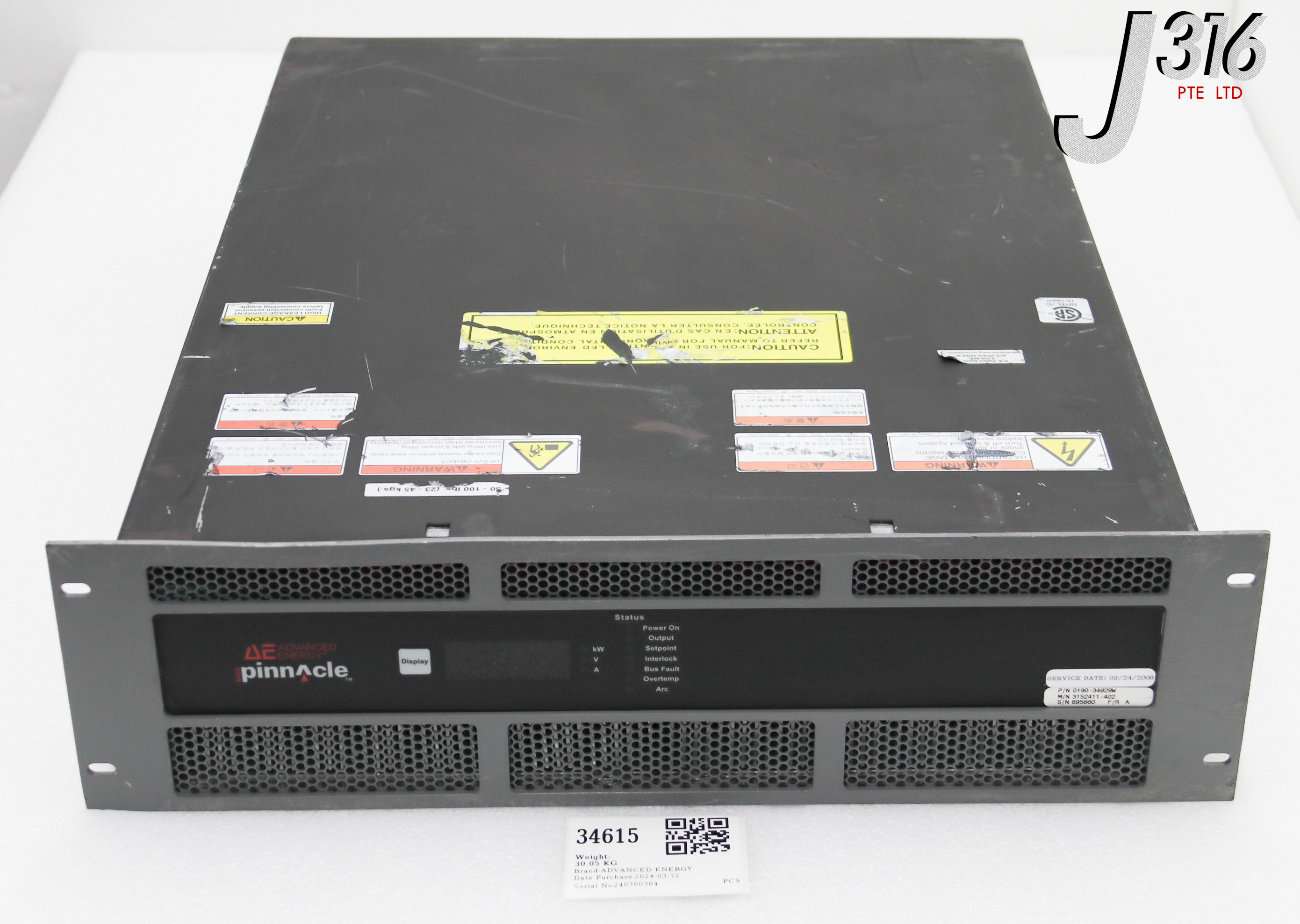 34615 ADVANCED ENERGY DC PS, MDX PINNACLE, 20KW, AMAT 0190-34929